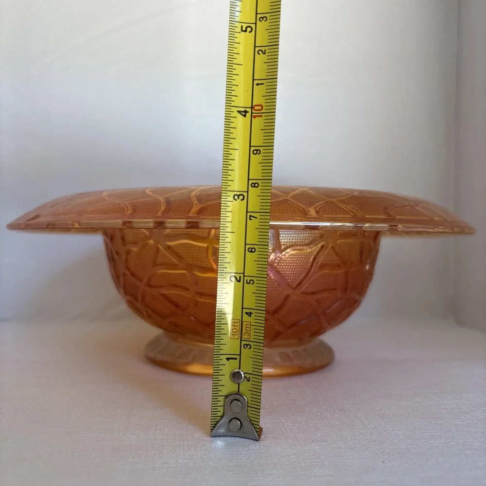 Vintage Imperial Marigold Carnival Glass Soda Gold Rolled Rim Bowl